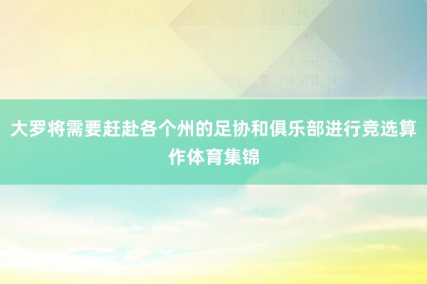 大罗将需要赶赴各个州的足协和俱乐部进行竞选算作体育集锦