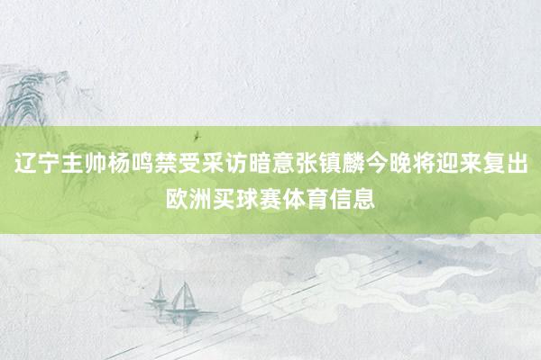 辽宁主帅杨鸣禁受采访暗意张镇麟今晚将迎来复出欧洲买球赛体育信息