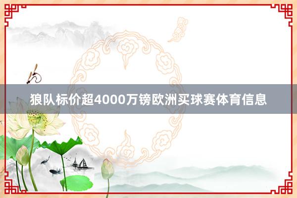狼队标价超4000万镑欧洲买球赛体育信息