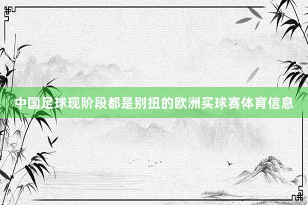 中国足球现阶段都是别扭的欧洲买球赛体育信息