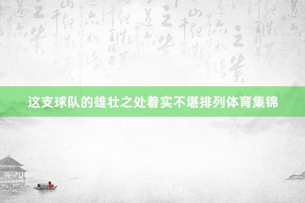 这支球队的雄壮之处着实不堪排列体育集锦