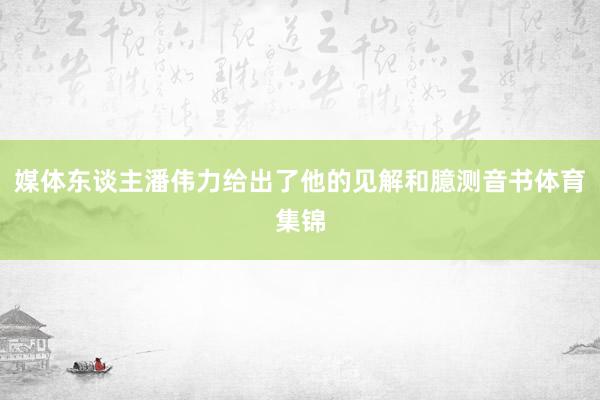 媒体东谈主潘伟力给出了他的见解和臆测音书体育集锦
