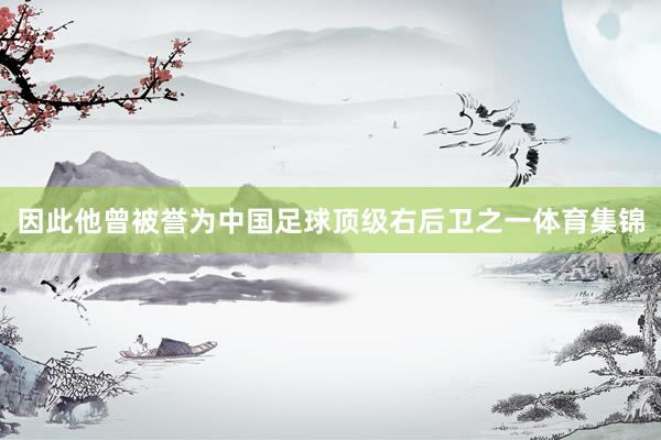 因此他曾被誉为中国足球顶级右后卫之一体育集锦