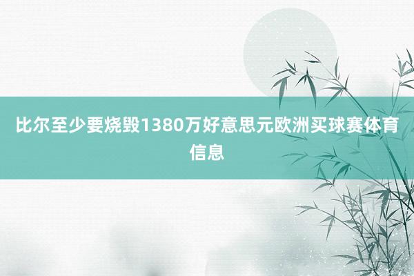 比尔至少要烧毁1380万好意思元欧洲买球赛体育信息
