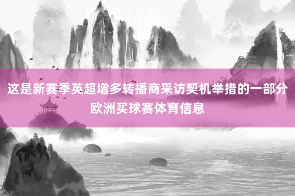这是新赛季英超增多转播商采访契机举措的一部分欧洲买球赛体育信息
