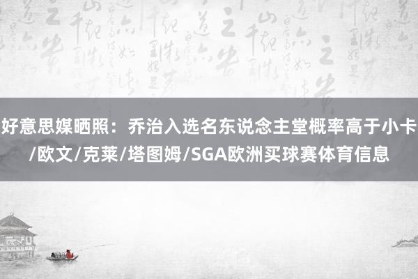 好意思媒晒照：乔治入选名东说念主堂概率高于小卡/欧文/克莱/塔图姆/SGA欧洲买球赛体育信息