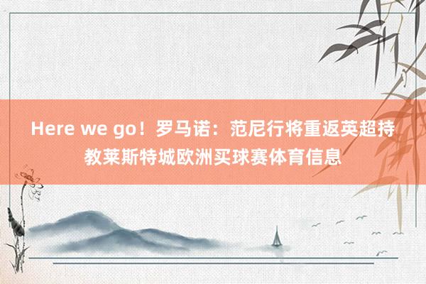 Here we go！罗马诺：范尼行将重返英超持教莱斯特城欧洲买球赛体育信息
