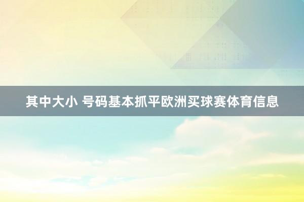其中大小 号码基本抓平欧洲买球赛体育信息