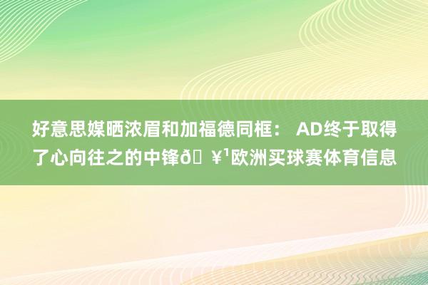 好意思媒晒浓眉和加福德同框： AD终于取得了心向往之的中锋🥹欧洲买球赛体育信息