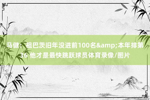 马健:祖巴茨旧年没进前100名&本年排第36 他才是最快跳跃球员体育录像/图片